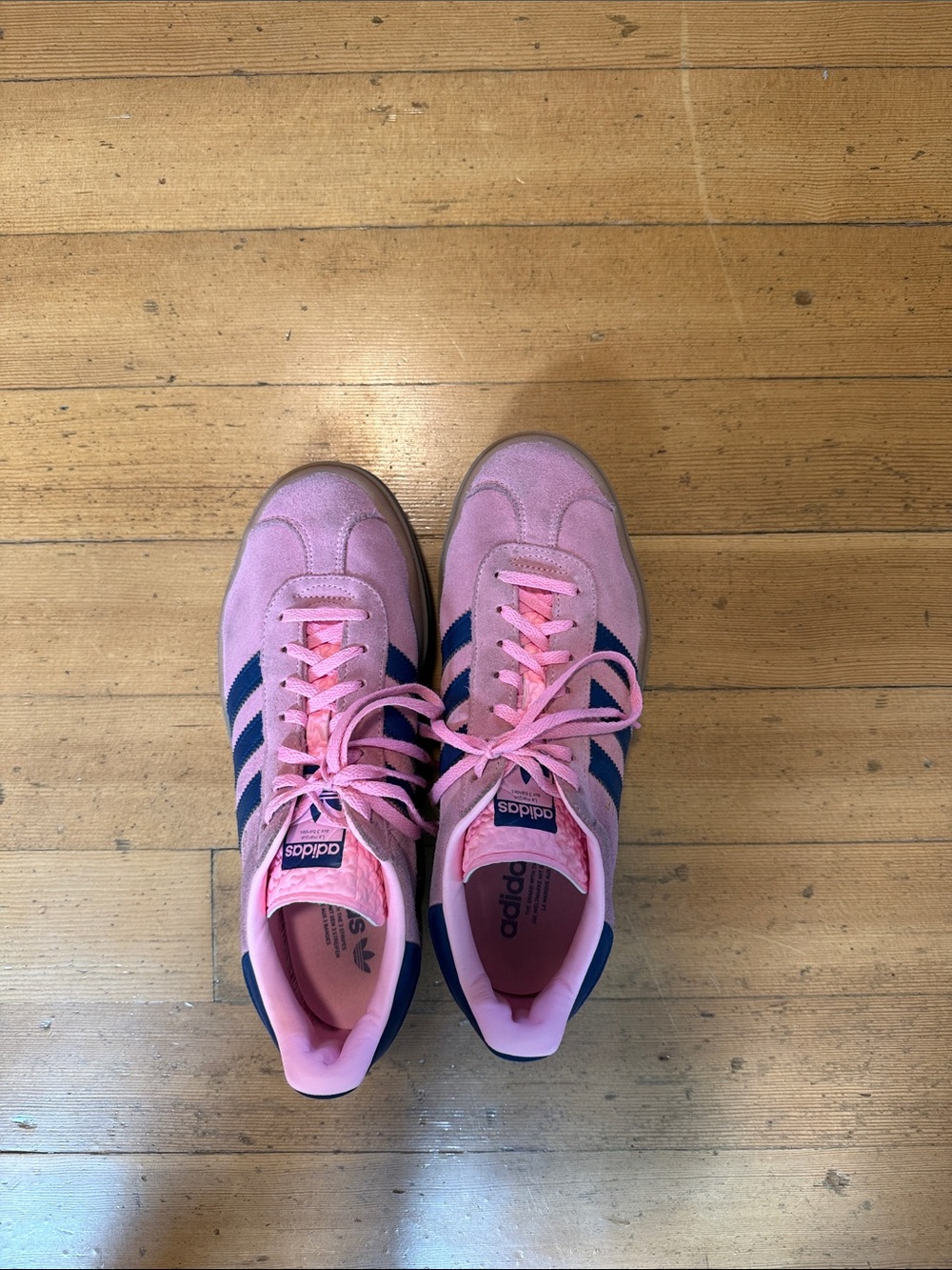 adidas Pink Suede Sneakers with Navy Three Stripes